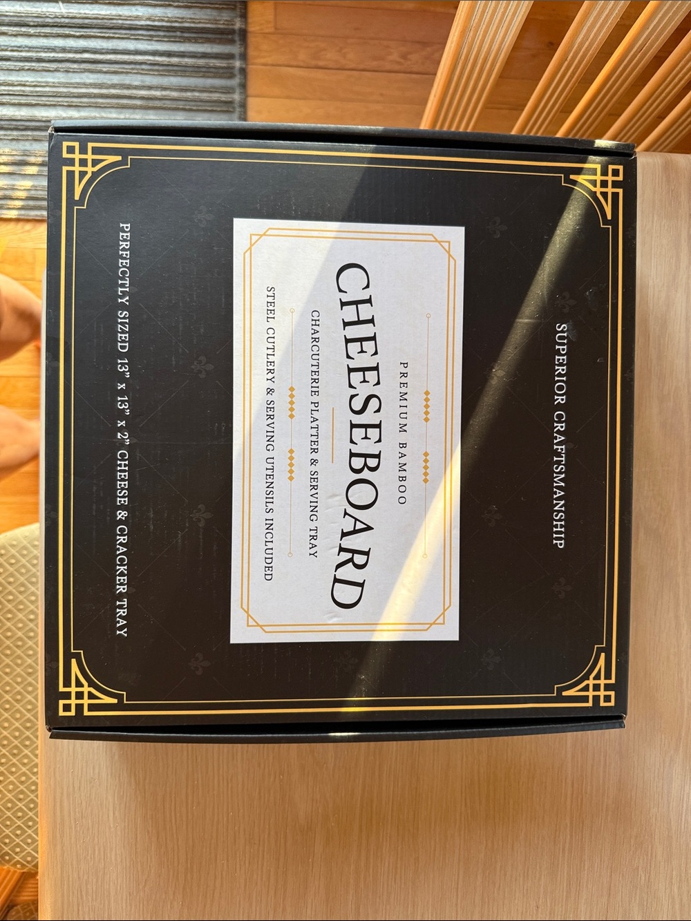 Premium Bamboo Cheeseboard - Black & Gold